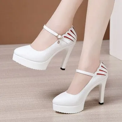 Patent Leather Thick With Pointed Toe High Heels