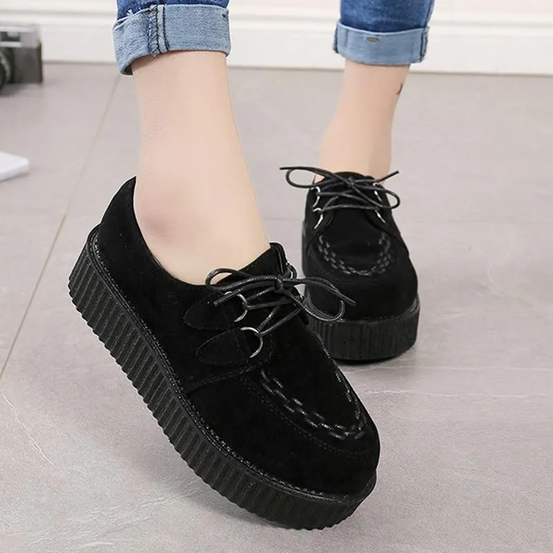 Platform Suede Lace Up Creepers
