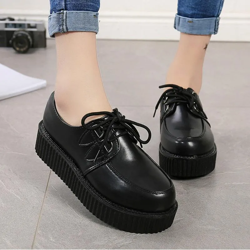 Platform Suede Lace Up Creepers