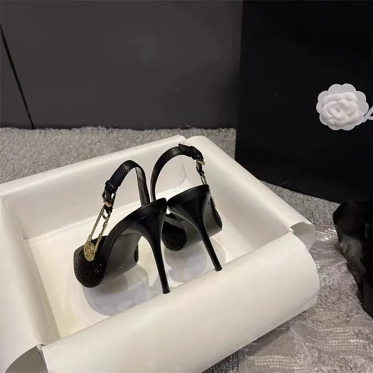 Rhinestone Buckle Pointed Toe Heels