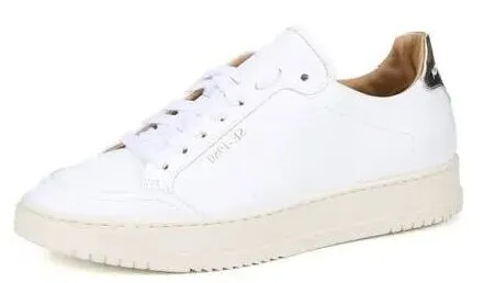 Sam Edelman White/Gold Leather Lace Up Rounded Toe Low Top Sneakers