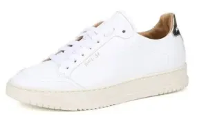 Sam Edelman White/Gold Leather Lace Up Rounded Toe Low Top Sneakers