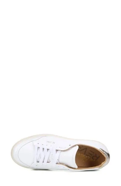 Sam Edelman White/Gold Leather Lace Up Rounded Toe Low Top Sneakers