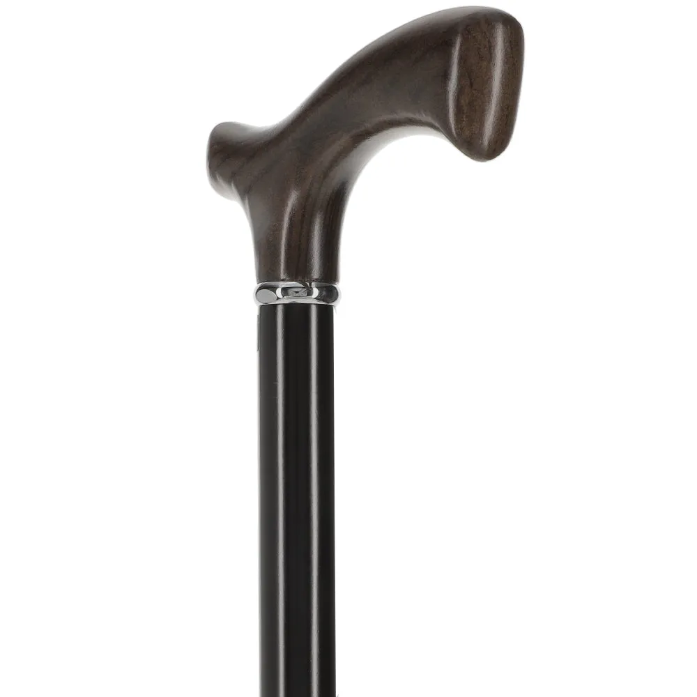 Scratch and Dent Black Ash Fritz Walking Cane With Black Beechwood Shaft and Silver Collar V2024
