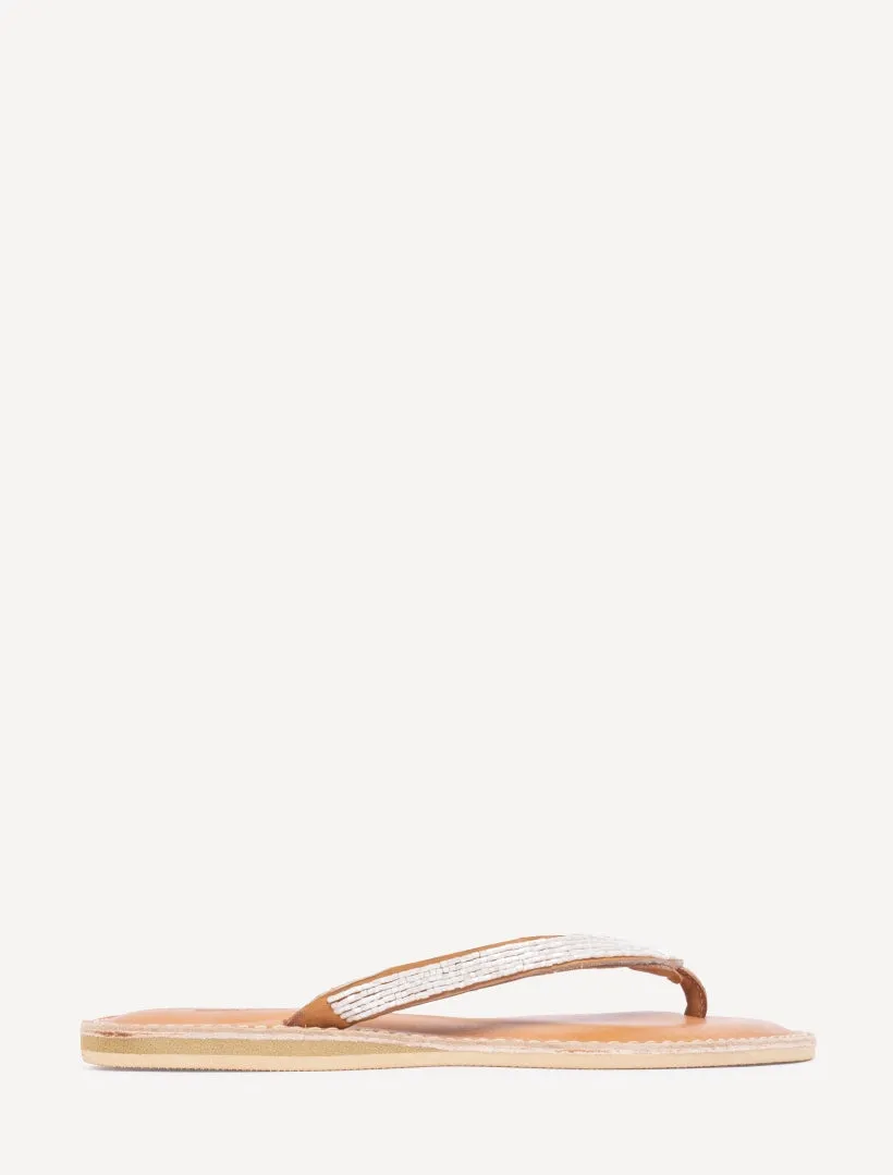 Seri Flat Leather Sandal Cream