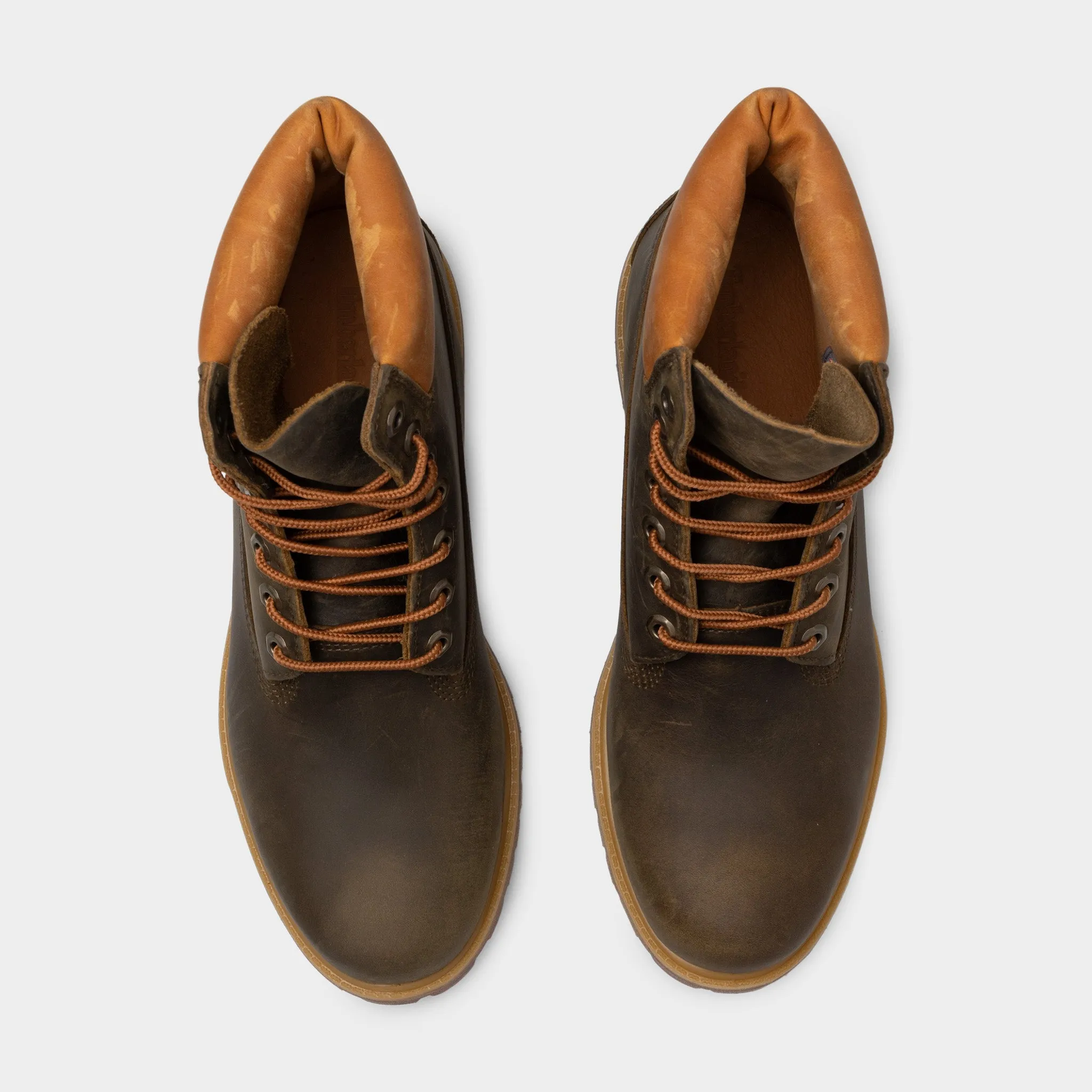 Timberland Premium 6-Inch Waterproof Boot / Olive Brown Full-Grain