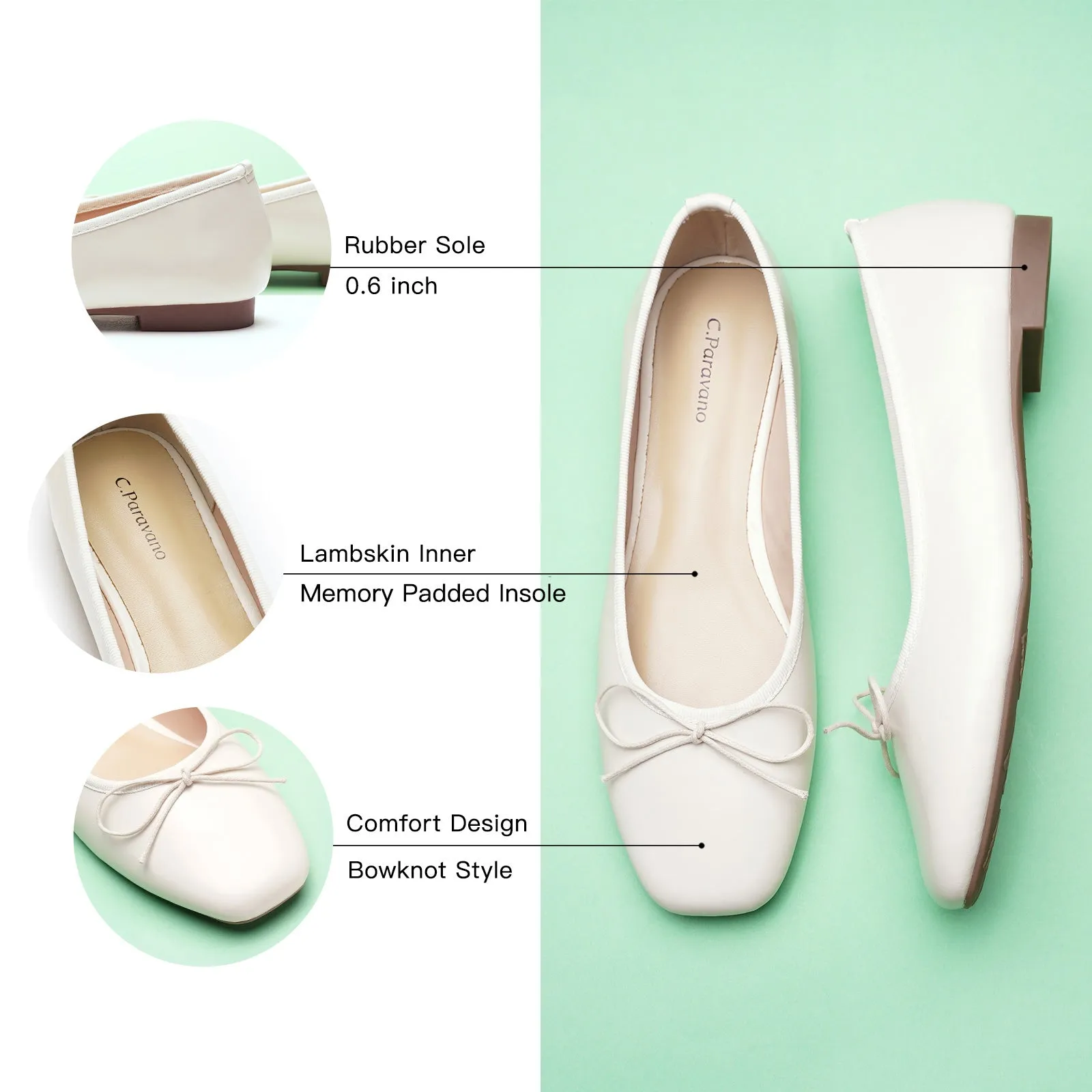Tiny Bowknot Ballet Flats White