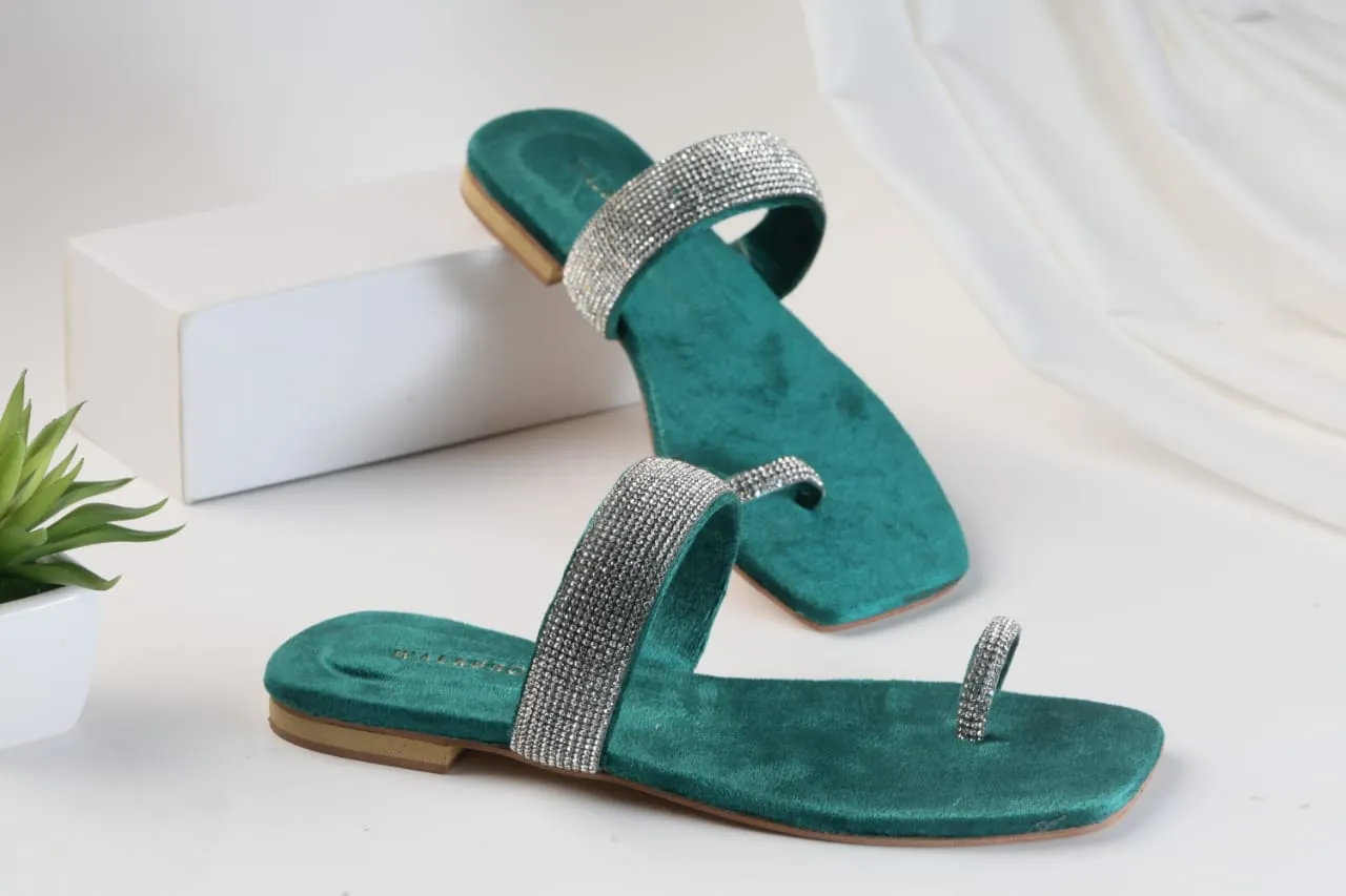WALKBROS WOMEN'S MASH STRAP SLIPPERS - GREEN