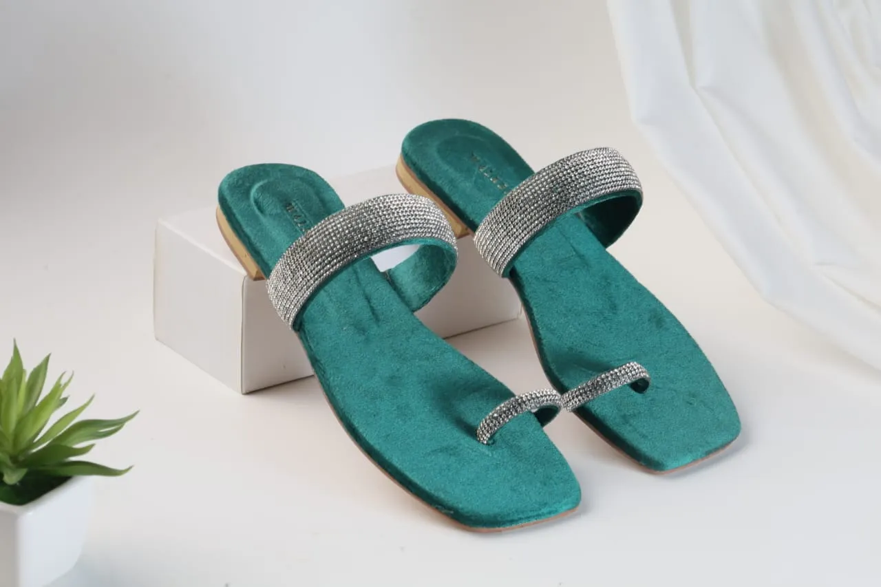 WALKBROS WOMEN'S MASH STRAP SLIPPERS - GREEN