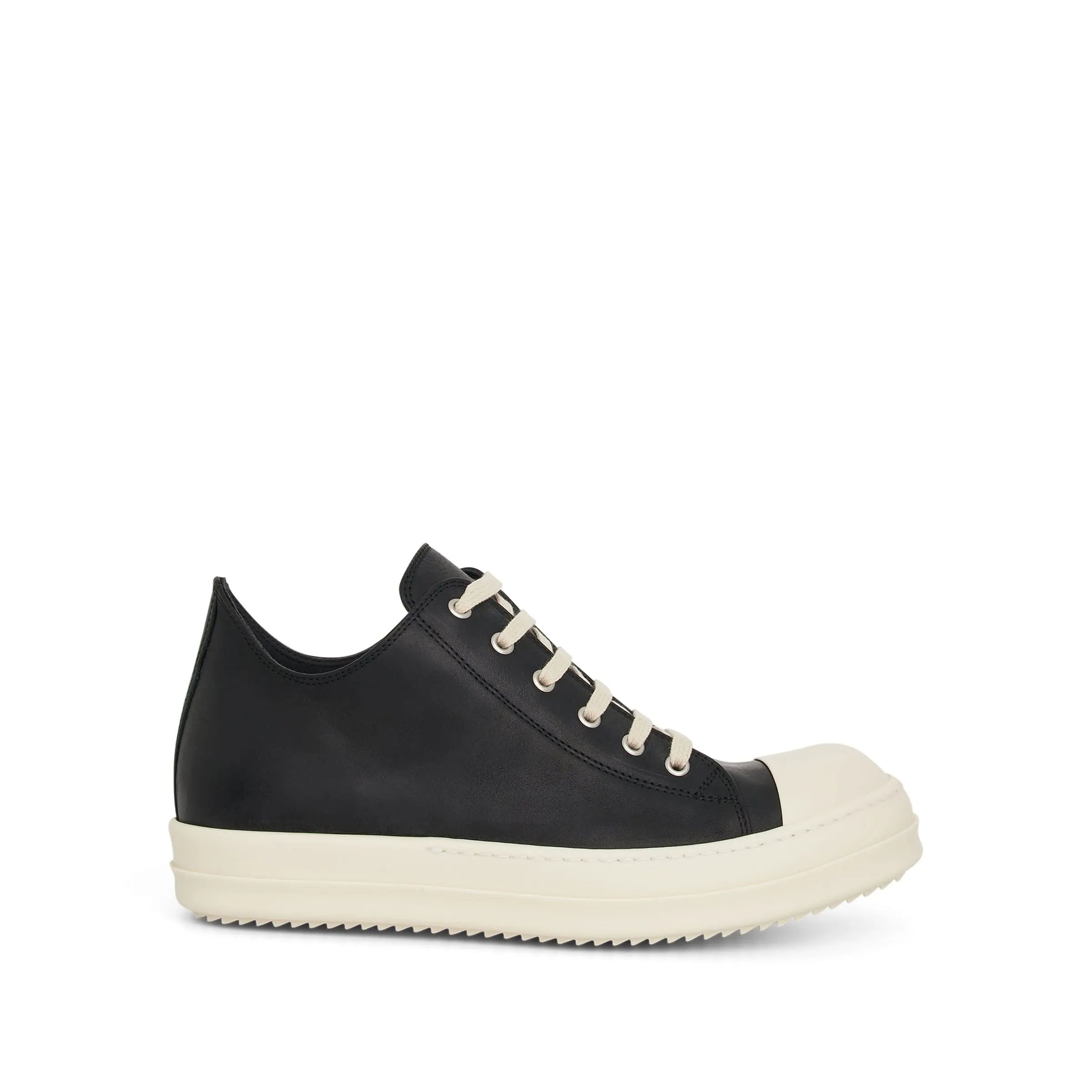 Washed Calf Leather Sneaker in Black/Milk