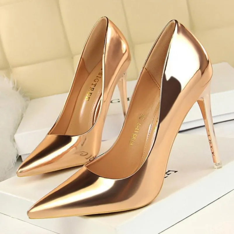 Women's fashion metal mirror high heels
