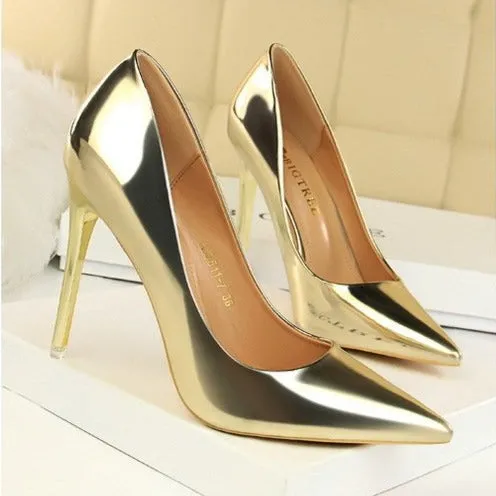 Women's fashion metal mirror high heels