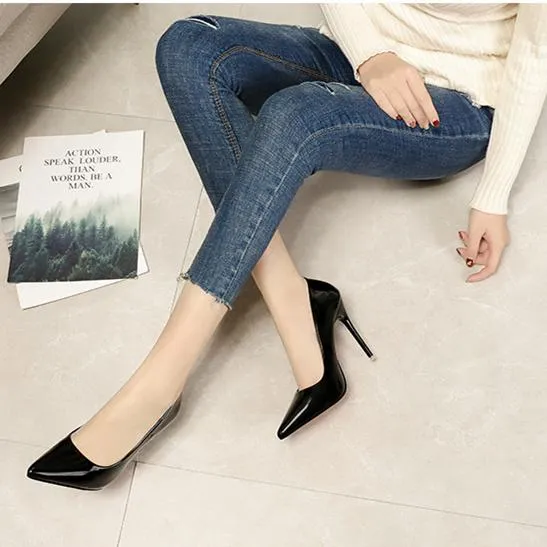 Women's fashion metal mirror high heels
