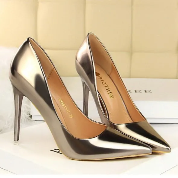 Women's fashion metal mirror high heels