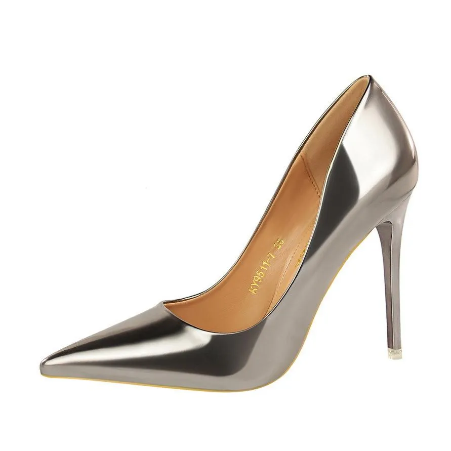 Women's fashion metal mirror high heels
