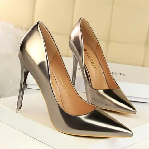 Women's fashion metal mirror high heels